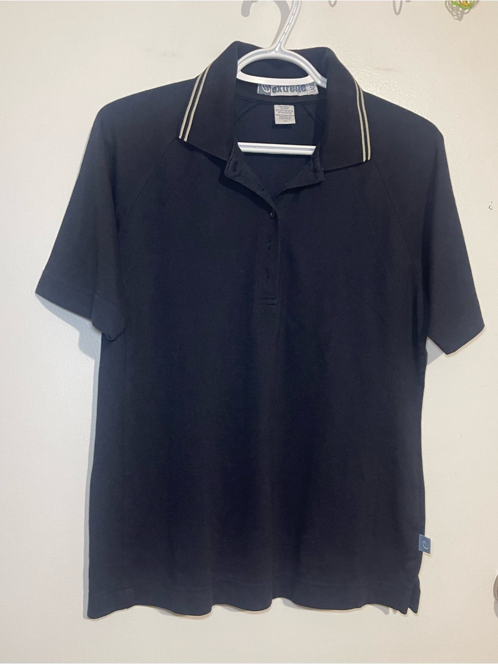 Black Polo Shirt with Contrast Collar - Unbranded